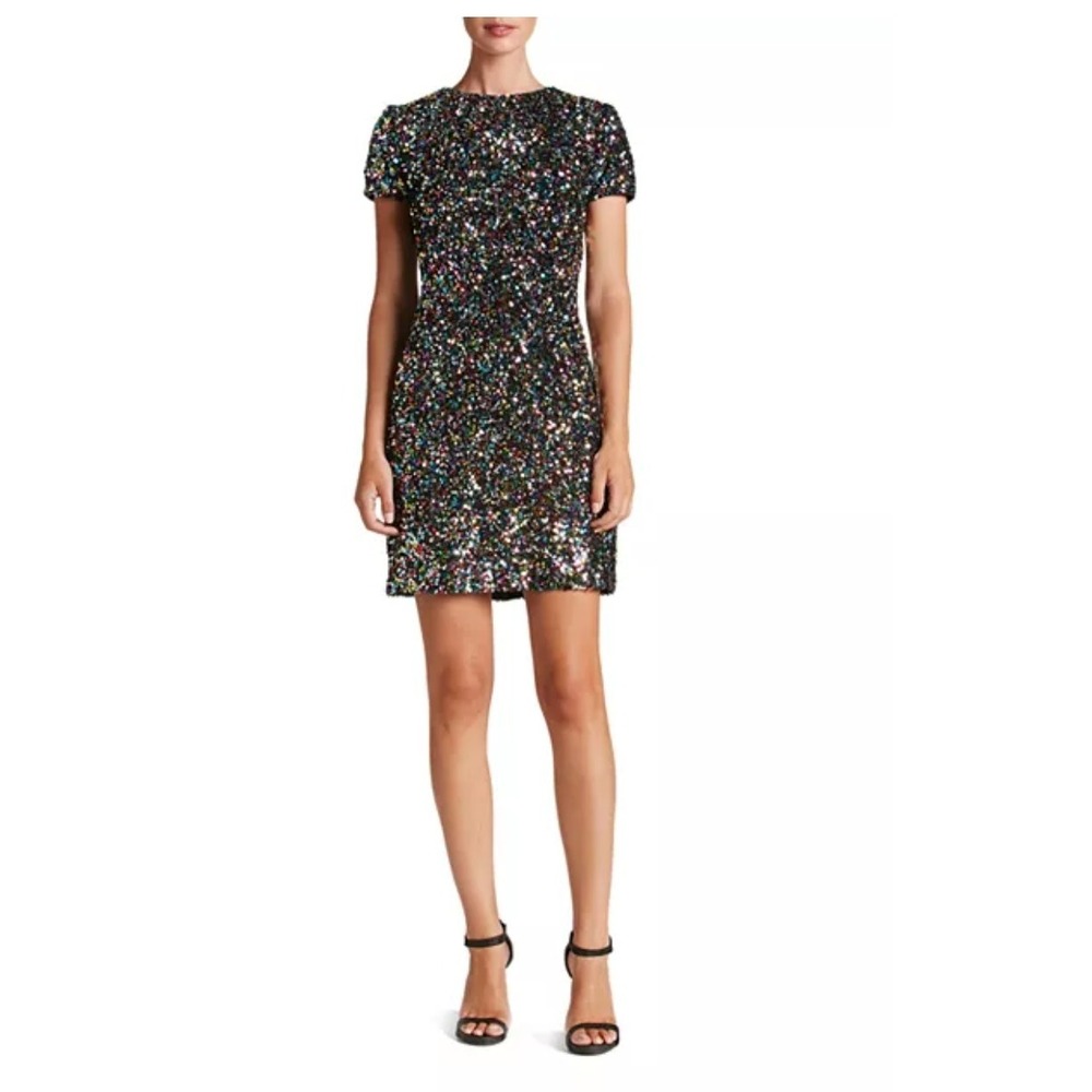 Dress the Population Holly Sequin Confetti Mini Dress Multi Color Size Small